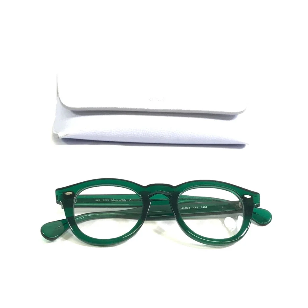 SEE Eyewear Eyeglasses Frames 9215 1487 Polished Clear Green Horn Rim 44-23-145
